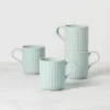 French Perle Scallop Ice Blue Mugs, Set of 4