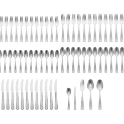 French Perle Scallop Vintage 65-Piece Flatware Set