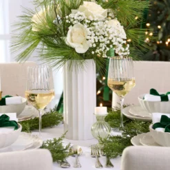 French Perle Scallop White Cylinder Vase