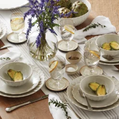 French Perle Scallop White Dinner Plates, Set of 4