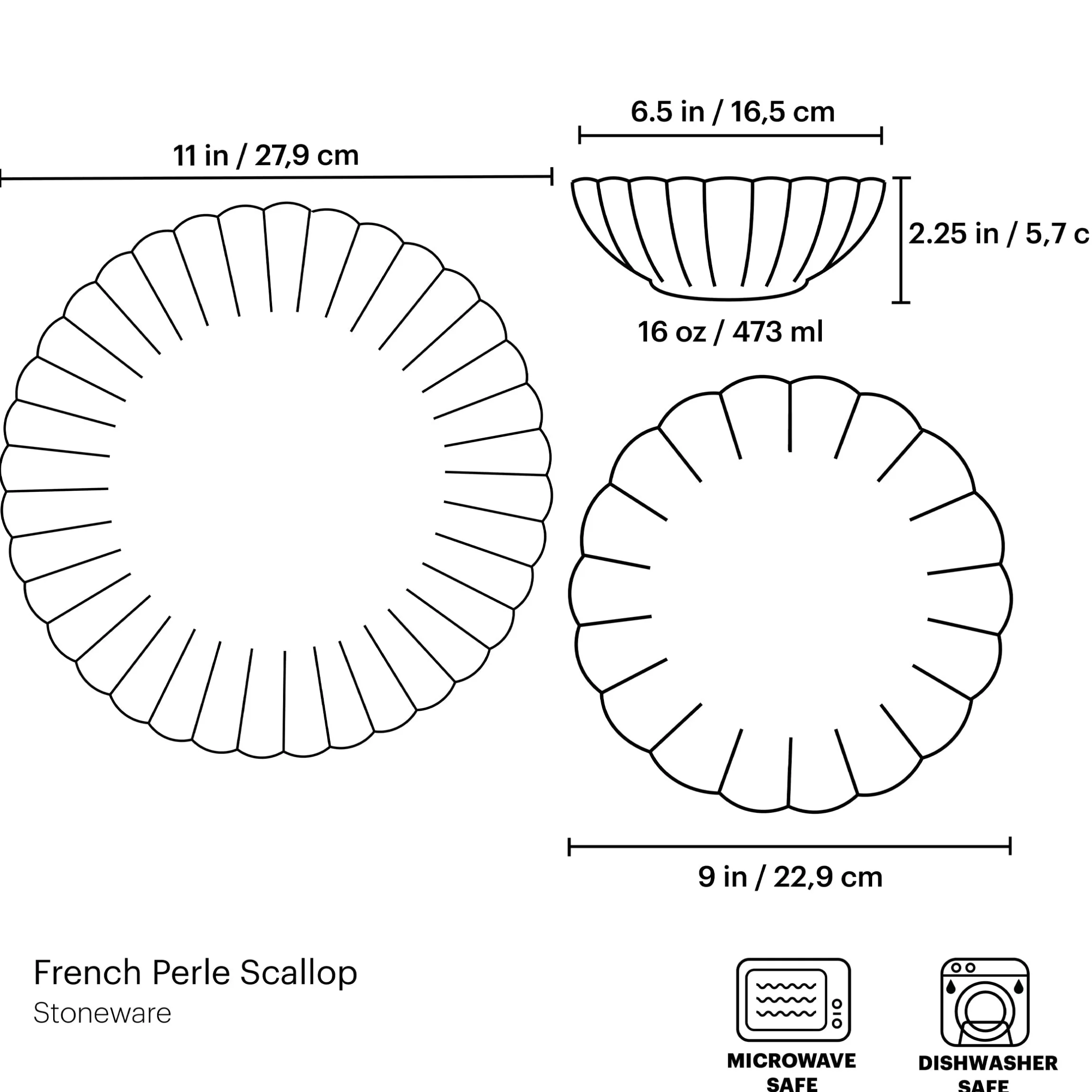 French Perle Scallop White 12-Piece Dinnerware Set
