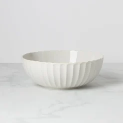 French Perle Scallop White Serving Bowl