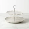 French Perle Scallop White 2-Tier Server