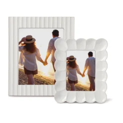 French Perle Scallop White 8x10 Photo Frame