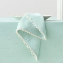 French Perle Solid Ice Blue Dinner Napkins, Set of 4