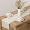 French Perle Solid Natural White 14x90 Table Runner