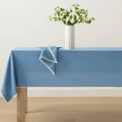 French Perle Solid Periwinkle 60x120 Tablecloth