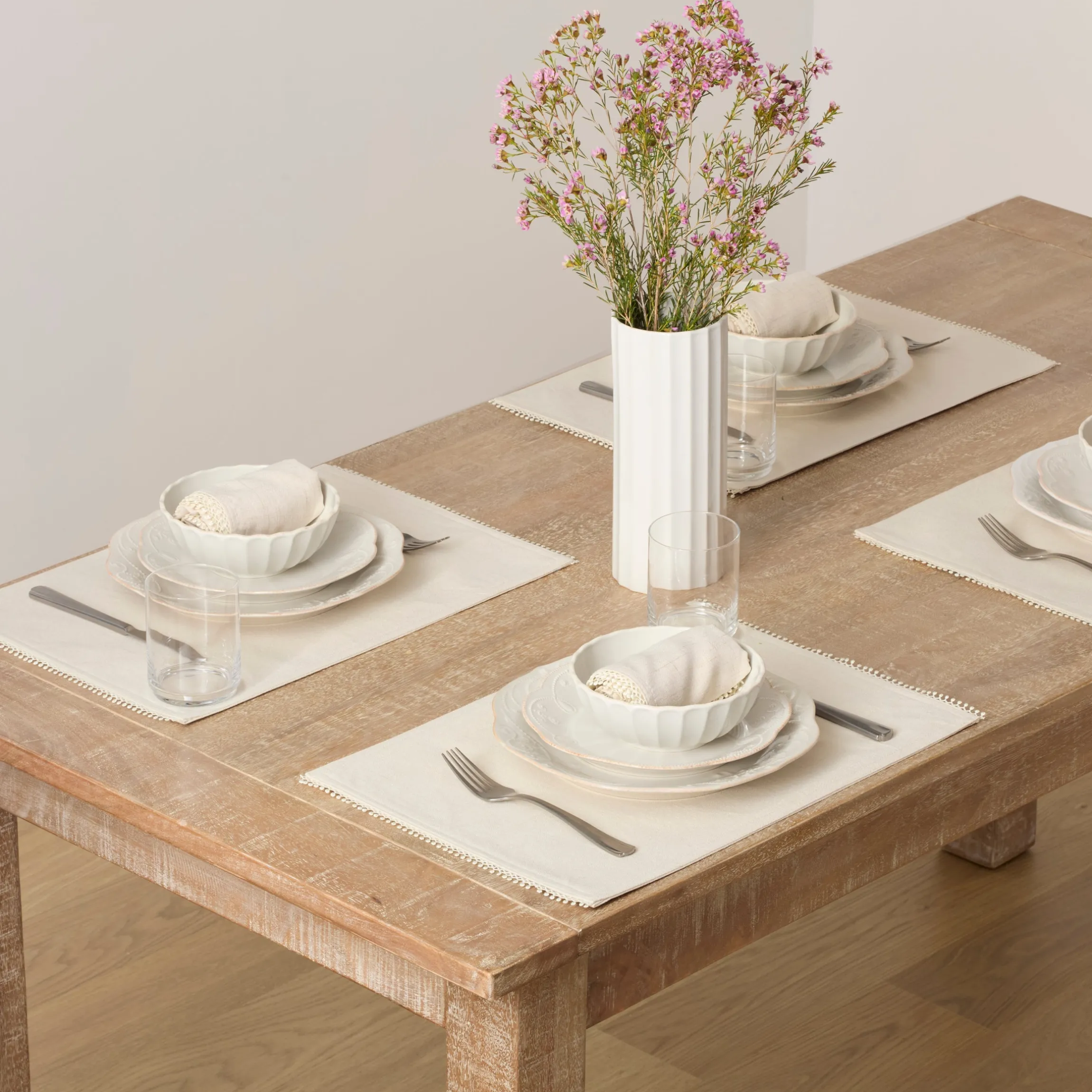 French Perle White Dinner Plates, Set of 4