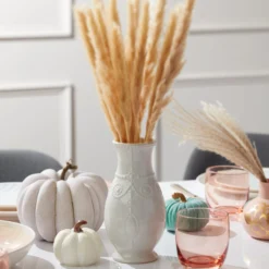 French Perle White Fluted Vase