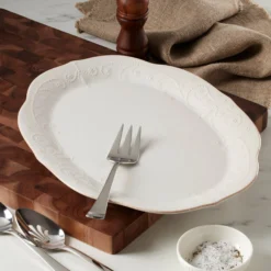 French Perle White Oval Serving Platter