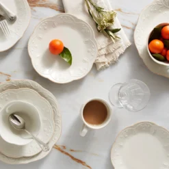 French Perle White 12-Piece Dinnerware Set