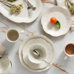 French Perle White 12-Piece Dinnerware Set