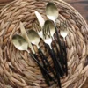 Gaze Black Champagne Satin 20-Piece Flatware Set