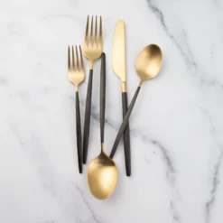 Gaze Black Champagne Satin 20-Piece Flatware Set