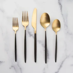 Gaze Black Champagne Satin 20-Piece Flatware Set