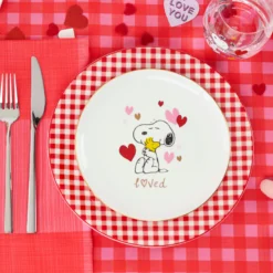 Gingham Red Dinner Plates, Set of 4