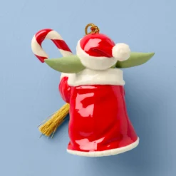 Grogu with Candy Cane Ornament
