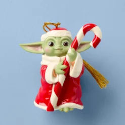 Grogu with Candy Cane Ornament