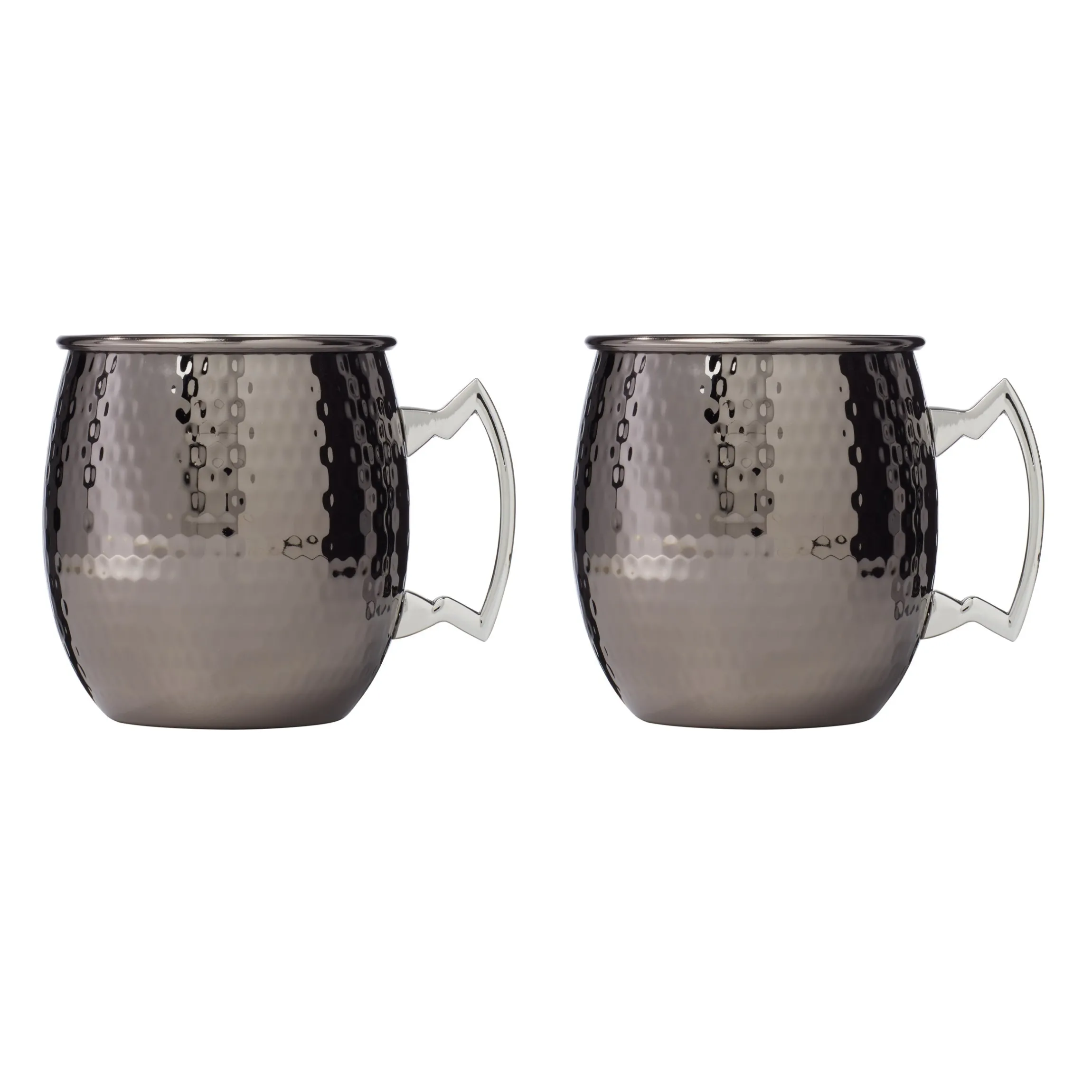 Hammered Black Moscow Mule Mugs, Set of 2