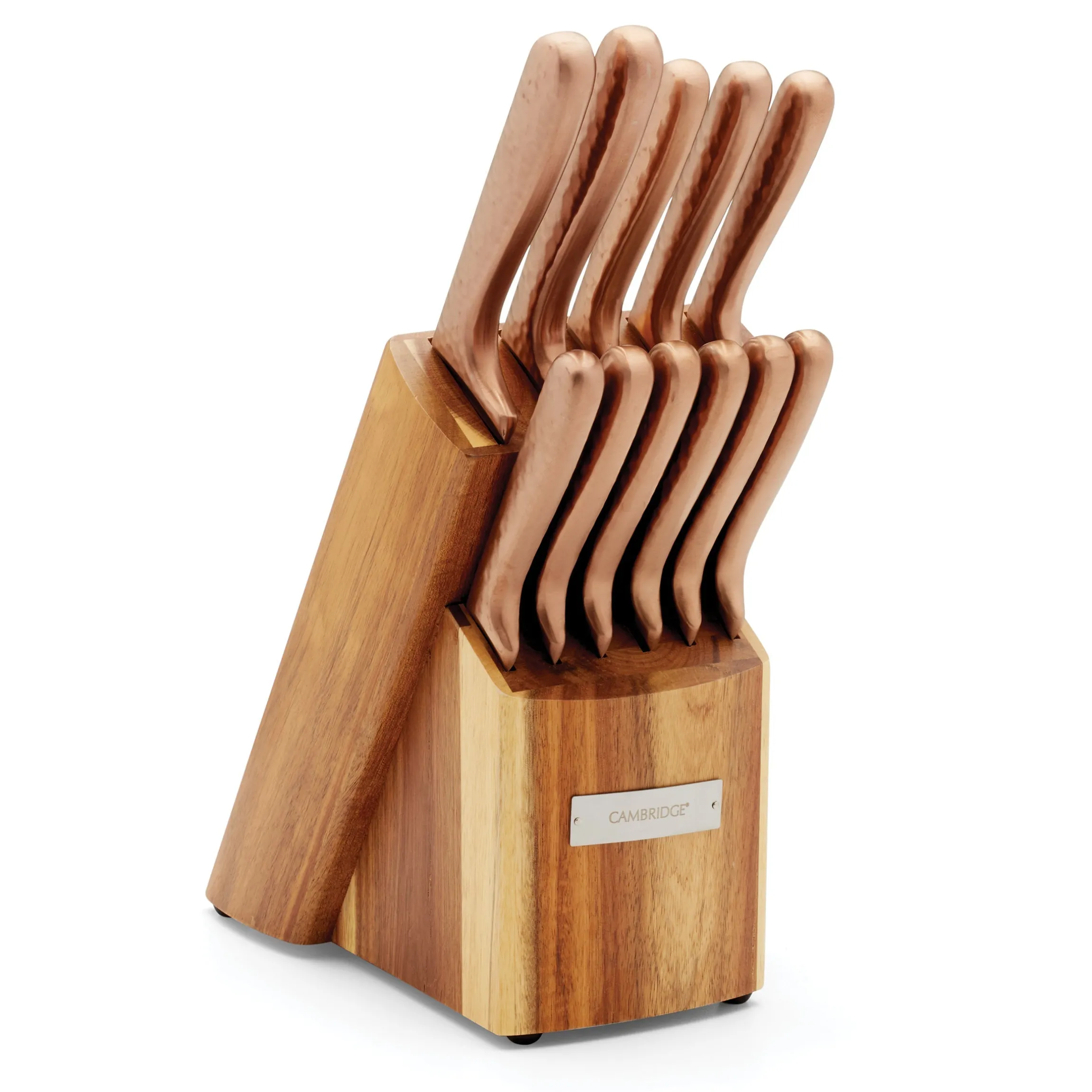 Hammered Copper 12-Piece Cutlery Block Set