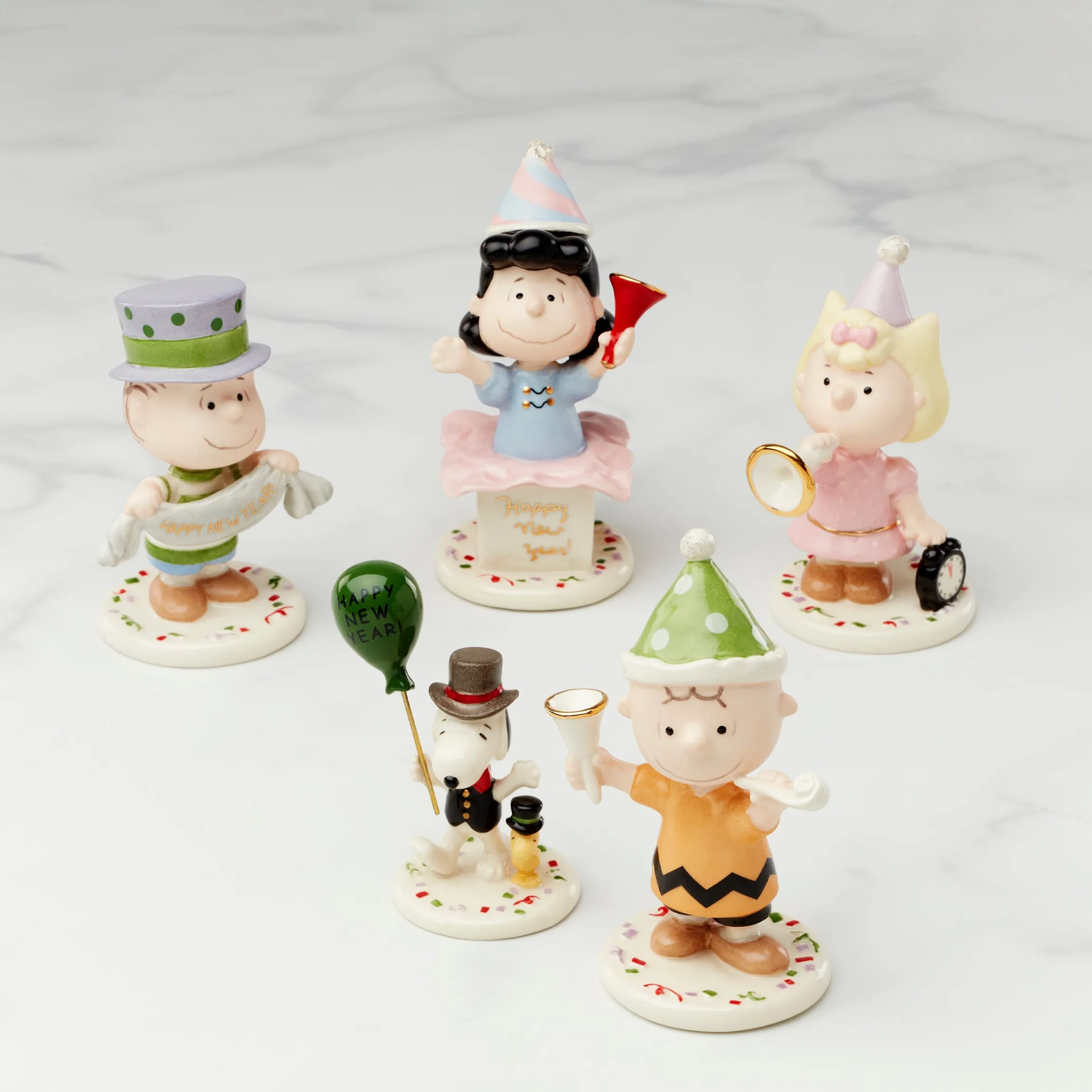 Happy New Year Charlie Brown 5-Piece Figurine Set