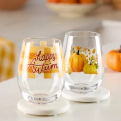 Harvest Stemless Wine, Set of 2