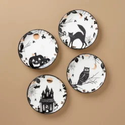 Haunted Halloween Accent Plates, Set of 4