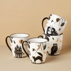 Haunted Halloween Mugs, Set of 4