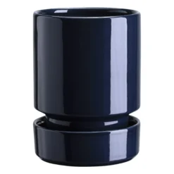 Hoff Glazed Sapphire Blue 12cm Pot with Saucer