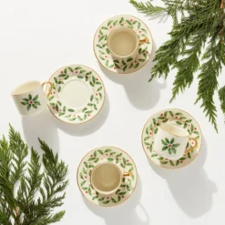 Holiday Espresso Cup & Saucer, Set of 4