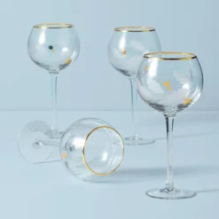 Holiday Gold Balloon Glasses, Set of 4