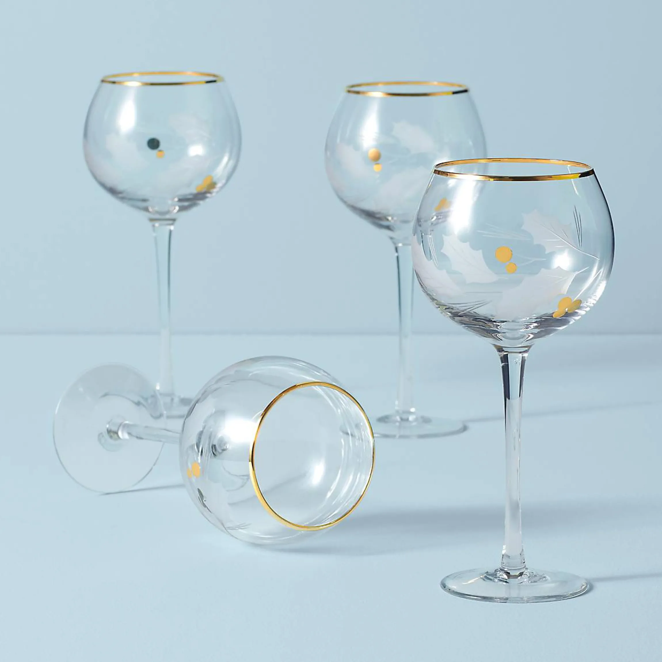 Holiday Gold Balloon Glasses, Set of 4