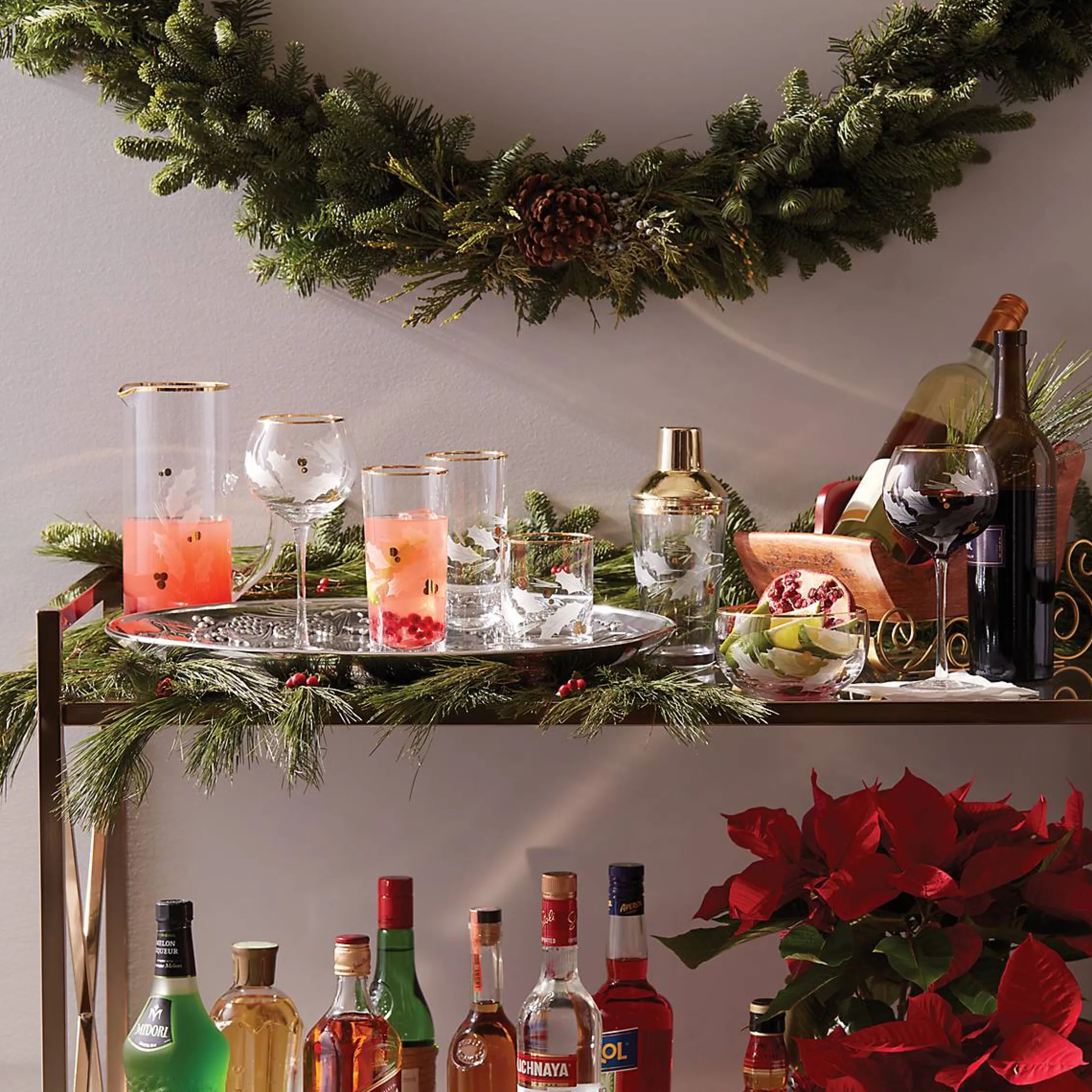 Holiday Gold Balloon Glasses, Set of 4