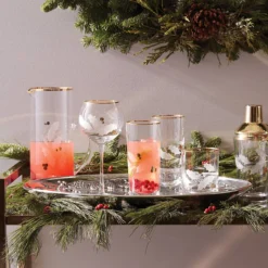 Holiday Gold Highball Glasses, Set of 4
