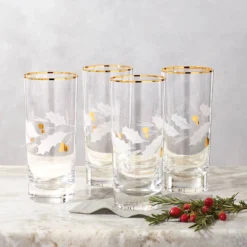 Holiday Gold Highball Glasses, Set of 4