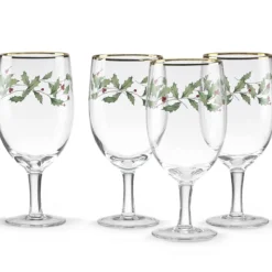 Holiday Iced Beverage Glasses, Set of 4