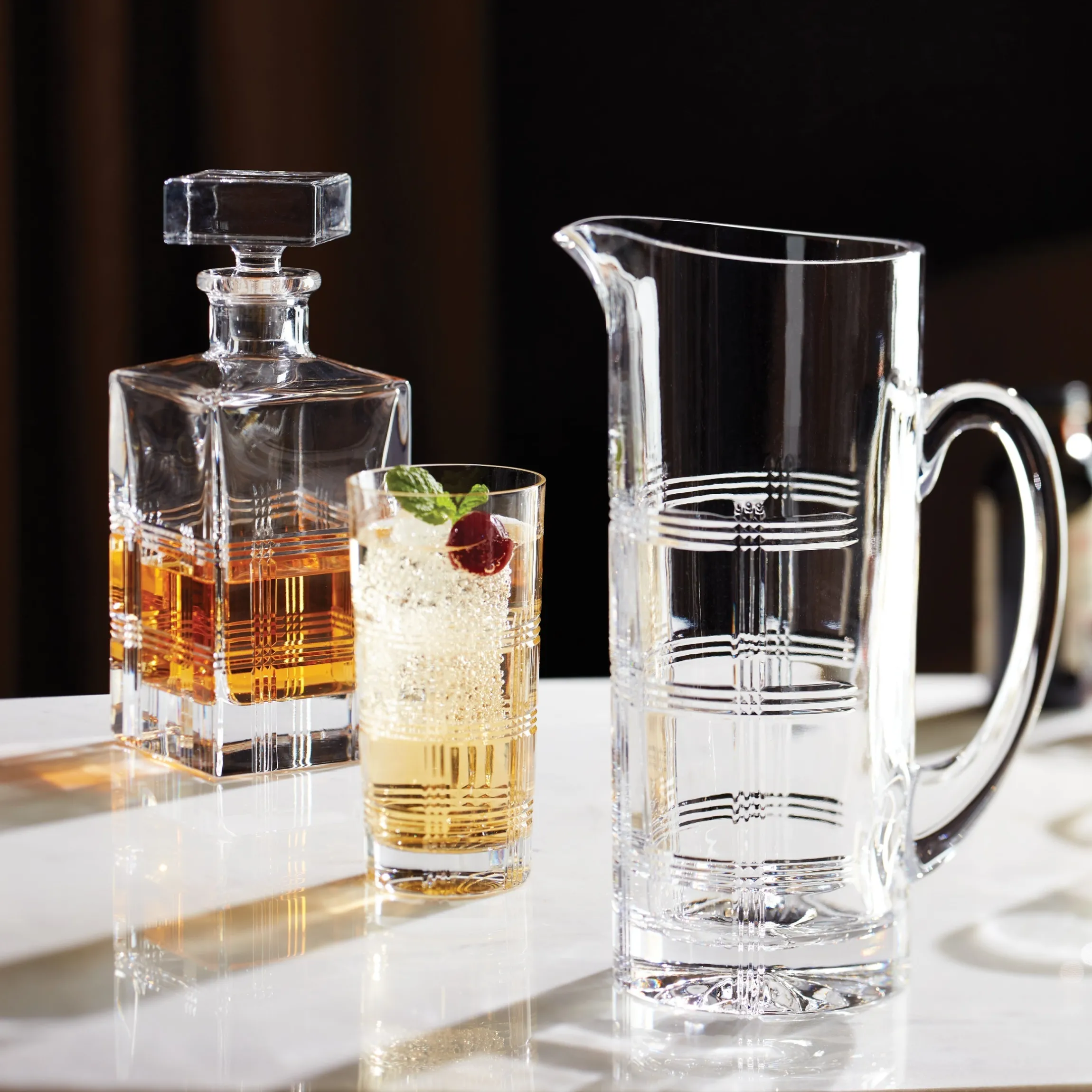 Hudson Crystal Highball Glasses, Set of 4