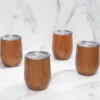 Insulated Woodgrain Wine Tumblers, Set of 4