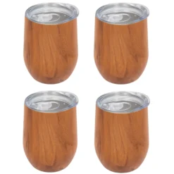 Insulated Woodgrain Wine Tumblers, Set of 4