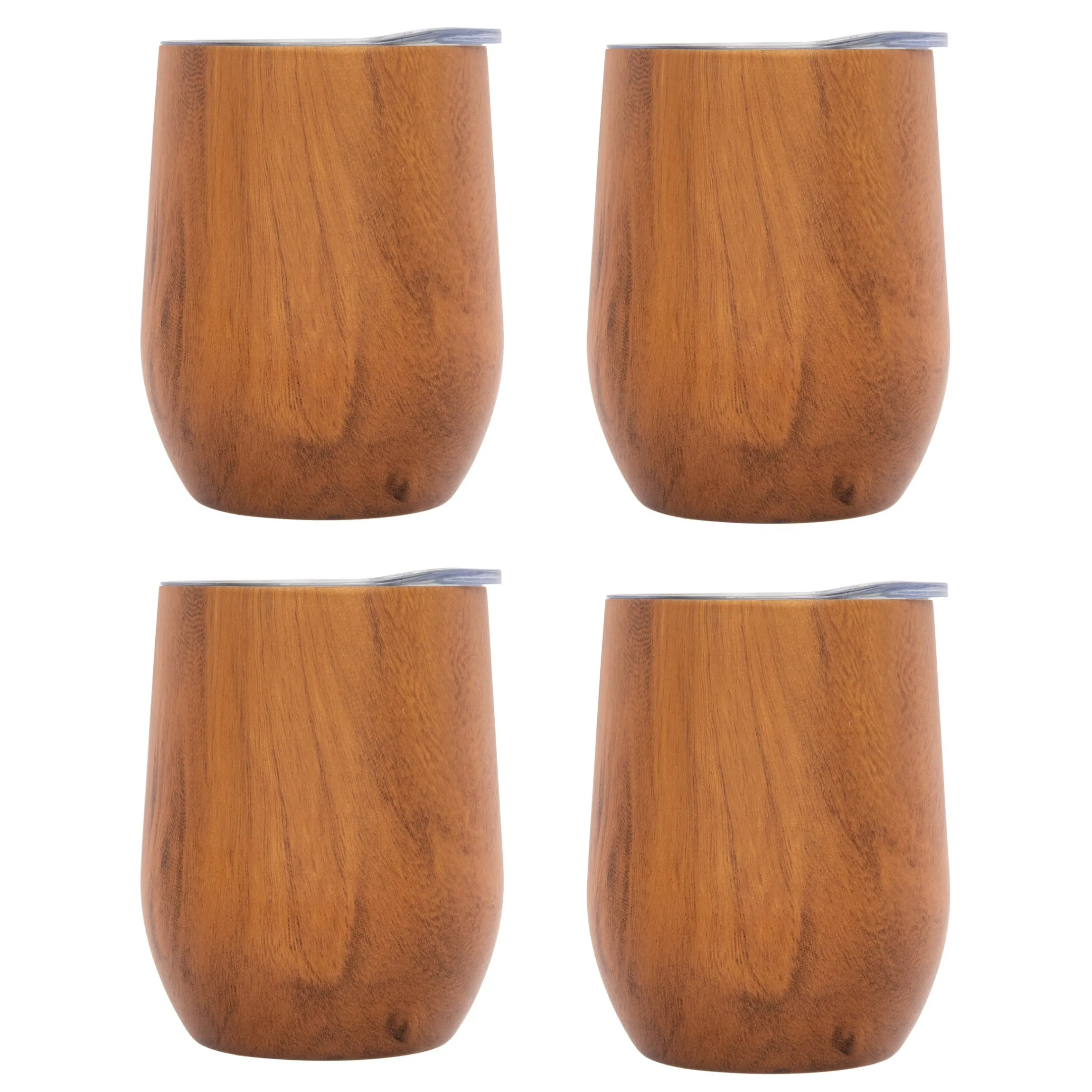 Insulated Woodgrain Wine Tumblers, Set of 4