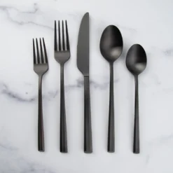 Isobel Black Satin 20-Piece Flatware Set