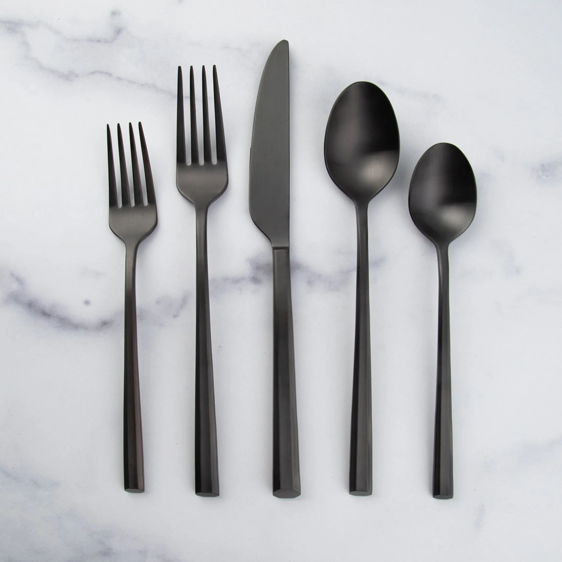 Isobel Black Satin 20-Piece Flatware Set