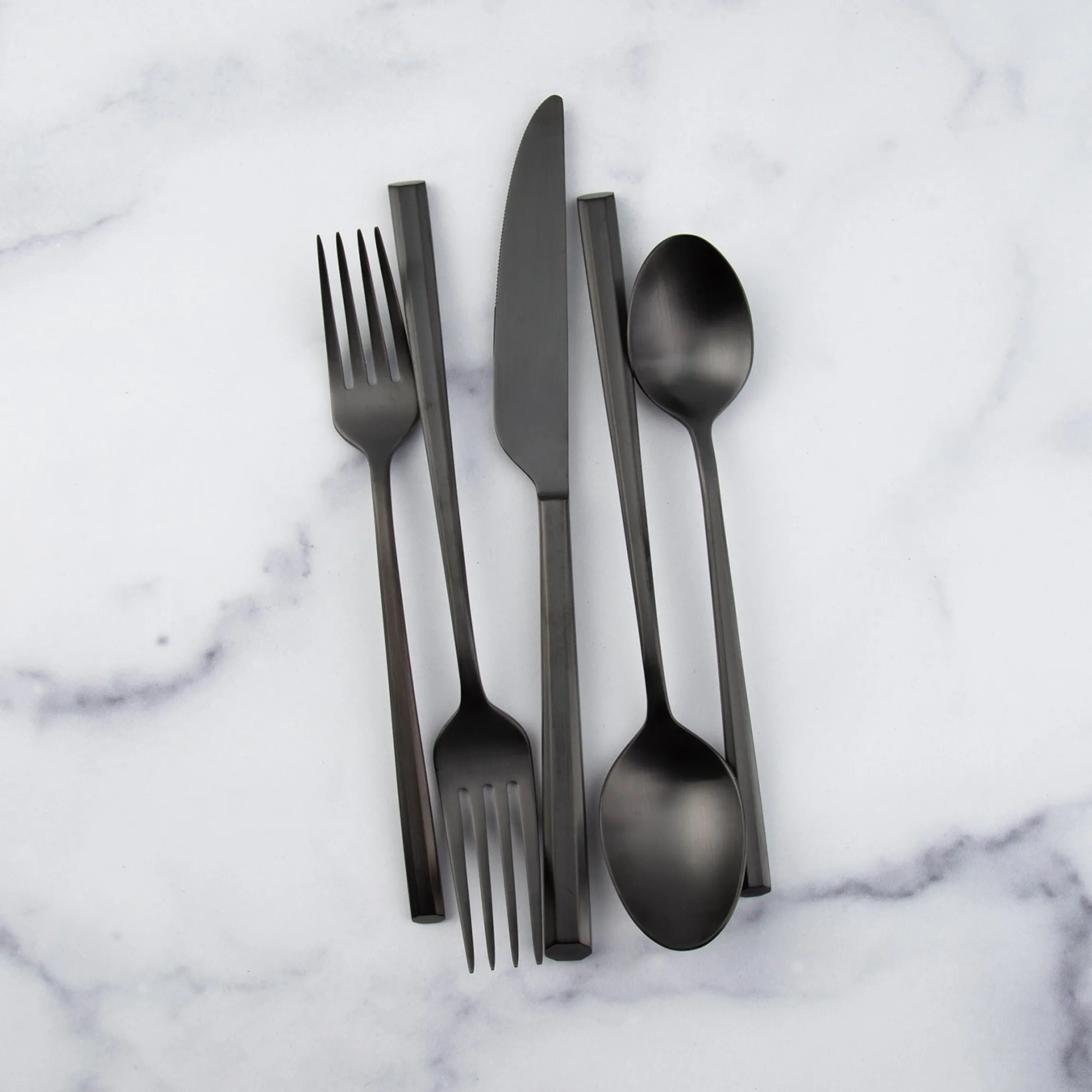 Isobel Black Satin 20-Piece Flatware Set