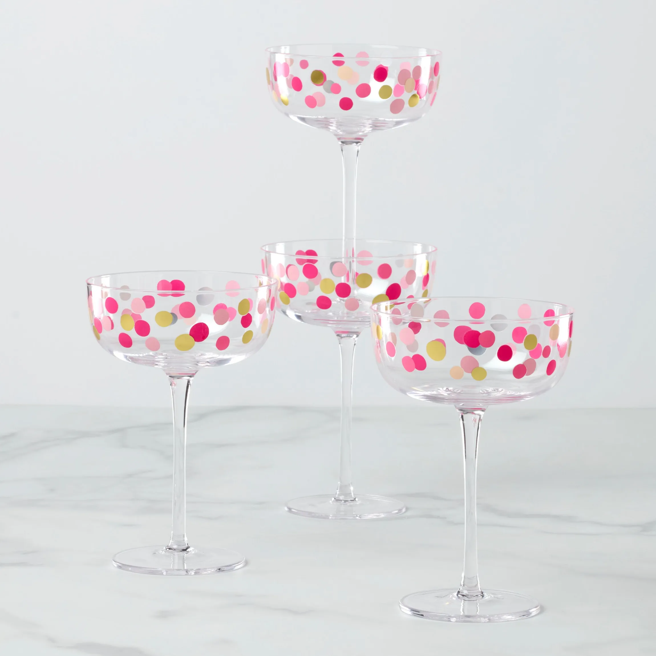 It's Raining Confetti Coupe Glasses, Set of 4
