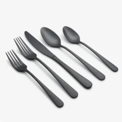 Keene Black Satin 20-Piece Flatware Set