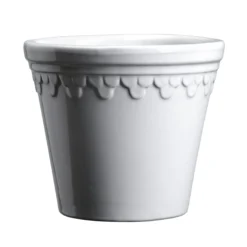 Kobenhavner Glazed Mineral White 16cm Pot with Saucer