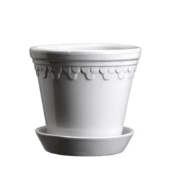 Kobenhavner Glazed Mineral White 16cm Pot with Saucer