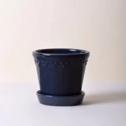Kobenhavner Glazed Sapphire Blue 16cm Pot with Saucer