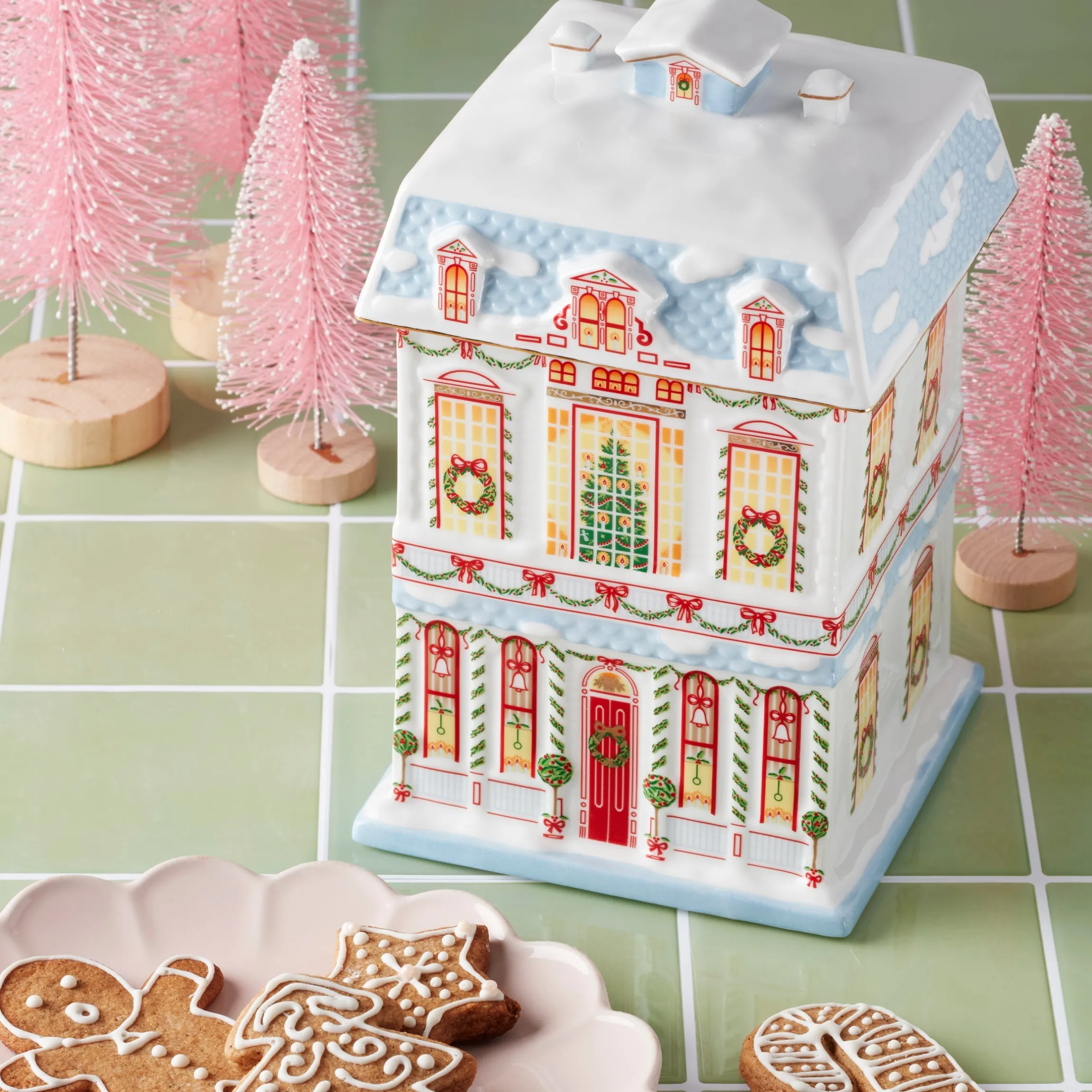 Lenox Holiday Village Christmas Cookie Jar