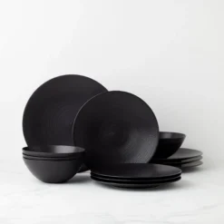 LX Collective Black 12-Piece Dinnerware Set